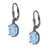 Oval Drop Dangle Leverback Earring Cubic Zirconia Solid 925 Sterling Silver