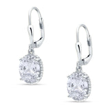 Oval Drop Dangle Leverback Earring Cubic Zirconia Solid 925 Sterling Silver