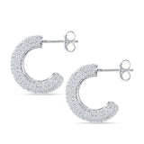 U Shaped Half Circle Cluster Cubic Zirconia Stud Earring 925 Sterling Silver