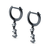 Three Round Cubic Zirconia Drop Dangle Hoop Earring 925 Sterling Silver