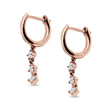 Three Round Cubic Zirconia Drop Dangle Hoop Earring 925 Sterling Silver