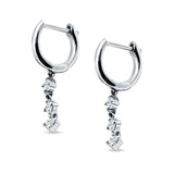 Three Round Cubic Zirconia Drop Dangle Hoop Earring 925 Sterling Silver