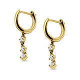 Three Round Cubic Zirconia Drop Dangle Hoop Earring 925 Sterling Silver