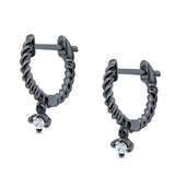 Twisted Rope Dangling Solitaire Hoop Earring Cubic Zirconia 925 Sterling Silver