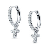 Cross Cluster Drop Dangle Earring Cubic Zirconia 925 Sterling Silver