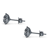 Rose Flower Stud Earrings 8.5mm Cubic Zirconia Solid 925 Sterling Silver
