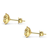 Rose Flower Stud Earrings 8.5mm Cubic Zirconia Solid 925 Sterling Silver