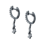 Moon & Star Earring Dangle Hoop Earring Cubic Zirconia 925 Sterling Silver