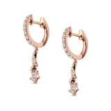 Moon & Star Earring Dangle Hoop Earring Cubic Zirconia 925 Sterling Silver