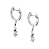 Moon & Star Earring Dangle Hoop Earring Cubic Zirconia 925 Sterling Silver