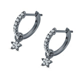 Star Cluster Charm Huggie Hoop Earring Cubic Zirconia 925 Sterling Silver