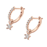 Star Cluster Charm Huggie Hoop Earring Cubic Zirconia 925 Sterling Silver