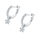 Star Cluster Charm Huggie Hoop Earring Cubic Zirconia 925 Sterling Silver