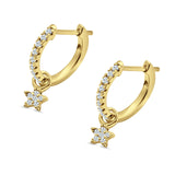 Star Cluster Charm Huggie Hoop Earring Cubic Zirconia 925 Sterling Silver