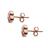 Flower Beaded Designer Stud Earring Cubic Zirconia 925 Sterling Silver