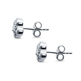 Flower Beaded Designer Stud Earring Cubic Zirconia 925 Sterling Silver