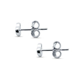 Minimalist Heart Shaped Round Cubic Zirconia Stud Earring 925 Sterling Silver