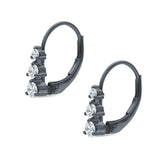 Three Round Graduated Cubic Zirconia Huggie Leverback 925 Sterling Silver