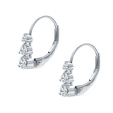 Three Round Graduated Cubic Zirconia Huggie Leverback 925 Sterling Silver