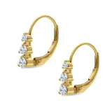 Three Round Graduated Cubic Zirconia Huggie Leverback 925 Sterling Silver