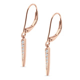 Spike Hoop Leverback Earrings Round Cubic Zirconia 925 Sterling Silver