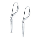 Spike Hoop Leverback Earrings Round Cubic Zirconia 925 Sterling Silver
