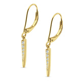 Spike Hoop Leverback Earrings Round Cubic Zirconia 925 Sterling Silver