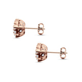 Pear Teardrop Stud Earring Round & Princess Cubic Zirconia 925 Sterling Silver