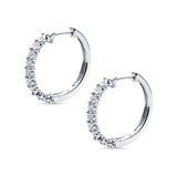 Round Engraved Flower Huggie Hoop Earring Cubic Zirconia 925 Sterling Silver