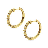 Round Engraved Flower Huggie Hoop Earring Cubic Zirconia 925 Sterling Silver