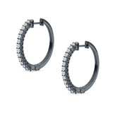 Round Cubic Zirconia Eternity Stone Huggie Hoop Earring 925 Sterling Silver