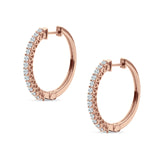 Round Cubic Zirconia Eternity Stone Huggie Hoop Earring 925 Sterling Silver
