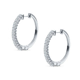 Round Cubic Zirconia Eternity Stone Huggie Hoop Earring 925 Sterling Silver