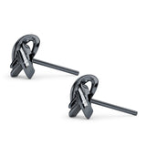 Trinity Love Knot  Baguette Stud Earring Cubic Zirconia 925 Sterling Silver