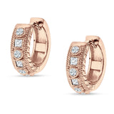 Round & Princess Cut Cubic Zirconia Huggie Hoop Earring 925 Sterling Silver