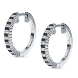 Baguette Cubic Zirconia Half Eternity Huggie Hoop Earring 925 Sterling Silver