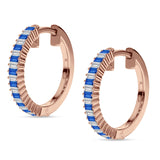 Baguette Cubic Zirconia Half Eternity Huggie Hoop Earring 925 Sterling Silver