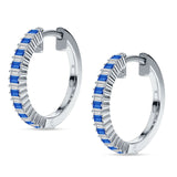 Baguette Cubic Zirconia Half Eternity Huggie Hoop Earring 925 Sterling Silver