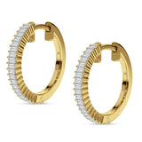 Baguette Cubic Zirconia Half Eternity Huggie Hoop Earring 925 Sterling Silver