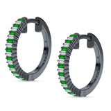 Baguette Cubic Zirconia Half Eternity Huggie Hoop Earring 925 Sterling Silver