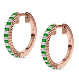 Baguette Cubic Zirconia Half Eternity Huggie Hoop Earring 925 Sterling Silver