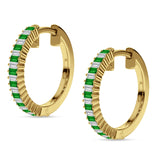 Baguette Cubic Zirconia Half Eternity Huggie Hoop Earring 925 Sterling Silver