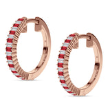 Baguette Cubic Zirconia Half Eternity Huggie Hoop Earring 925 Sterling Silver
