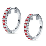 Baguette Cubic Zirconia Half Eternity Huggie Hoop Earring 925 Sterling Silver