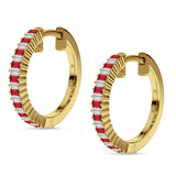 Baguette Cubic Zirconia Half Eternity Huggie Hoop Earring 925 Sterling Silver