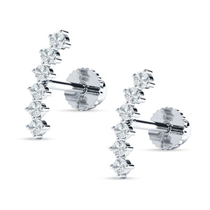 Six Stone Climber Stud Earring Cubic Zirconia 925 Sterling Silver