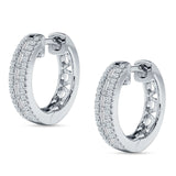 Round & Baguette Cubic Zirconia Huggie Hoop Earring 925 Sterling Silver