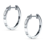 Round Cubic Zirconia Frosty Huggie Hoop Earring 925 Sterling Silver