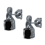 Cushion Cubic Zirconia Twisted Stud Earring 925 Sterling Silver