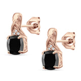 Cushion Cubic Zirconia Twisted Stud Earring 925 Sterling Silver